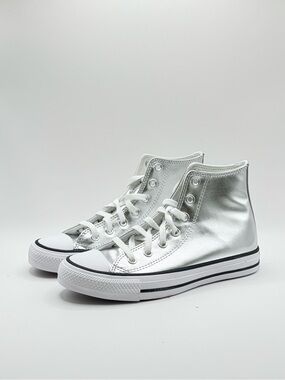 Converse Metallic‎ Silver High-Top Sneakers 7.5 Womens - NO LID